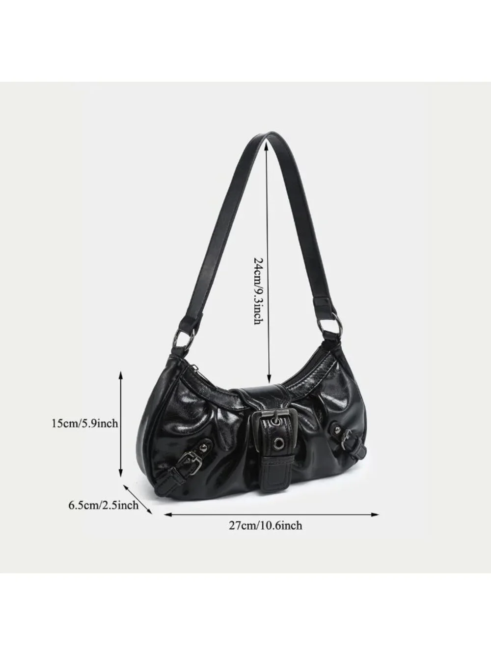 Trendy Women's Y2K Small Punk Shoulder Bag, Hobo Clutch, Leather Handbag